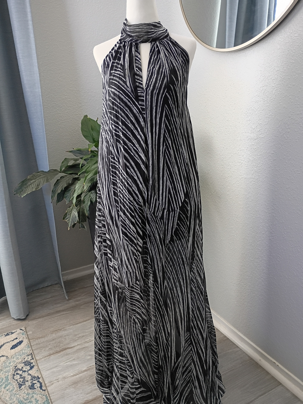 EUC INC Black & White/ZEBRA Print Halter Maxi Dress